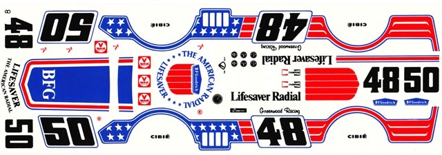 #48 or #50 Greenwood Corvette 1971 Stars n Stripes 1/24th – 1/25th Scale Decals