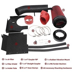 4 Inch Performance Cold Air Intake Filter Kit with Shield for 99-06 Black & Red