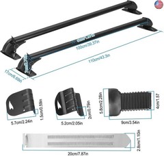 TeqHome Universal Roof Rack Cross Bars, 43-inch Aluminum Lockable Car Top