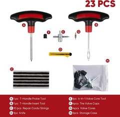 23Pcs Tire Repair Kit, Heavy Duty Tire Plug Kit, Tire Patch Kit for Car, Truc…