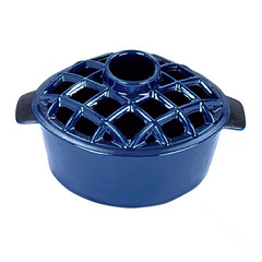 Traditional Lattice Top Steamer, 6.5 In. Tall, Blue