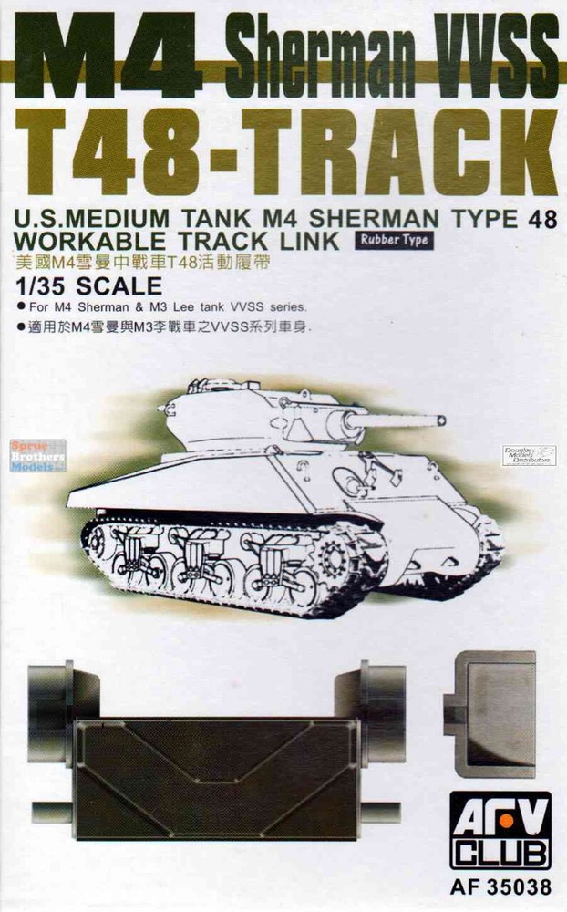 AFV35038 1:35 AFV Club M4 Sherman M3 Lee VVSS T48 Track Rubber Type