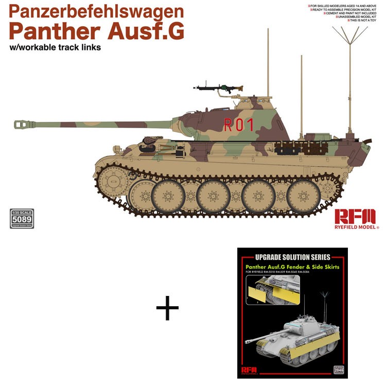 RYEFIELD RM5089 Panther Ausf.G Panzerbefehlswagen Track Links&Fender Side Skirts