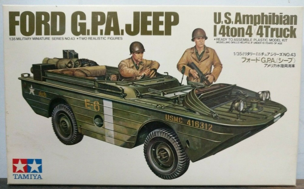 Tamiya 1/35 US Amphibian 4×4 Ford G.P.A. Jeep W 2 Figures #3543 Model B1-4-U
