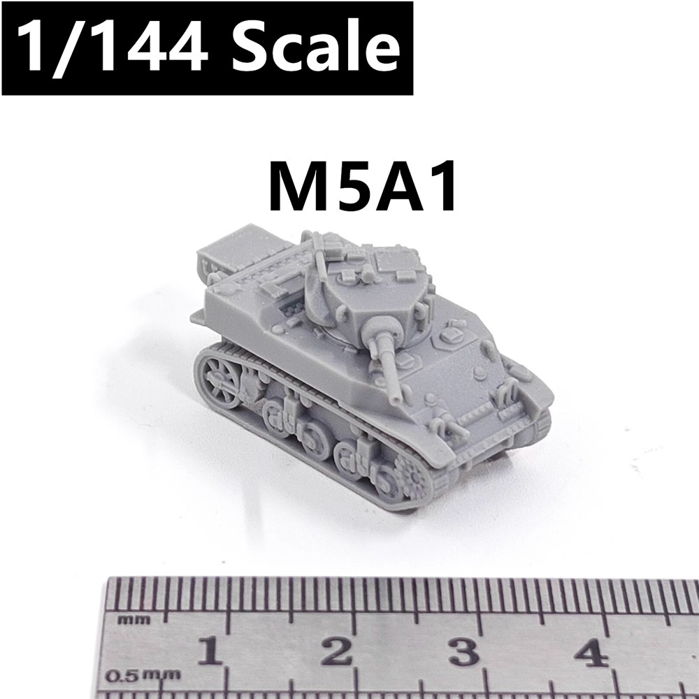 U.S. Army M5A1 Stuart Tank, 3D Printed ,1/144 Scale Mini Tank Model,Resin
