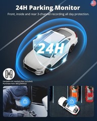 Dash Cam Front and Rear Inside, 3-Channel 2.5K FHD Dash Camera for Cars with 2″