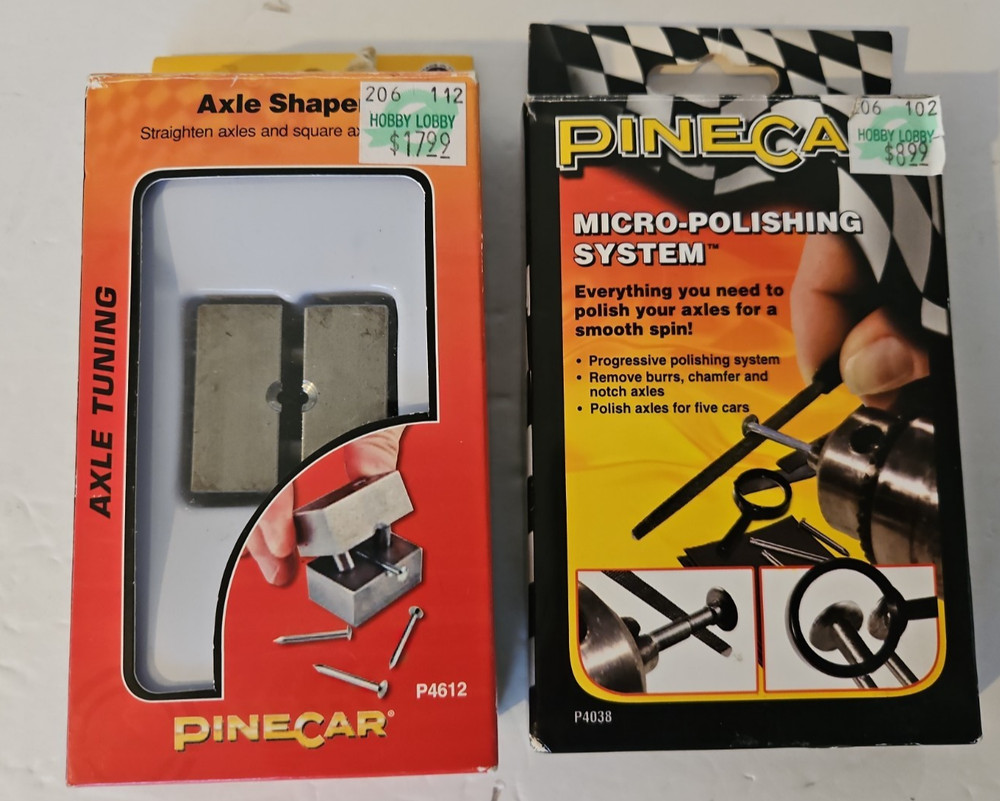 Pinecar Pinewood Derby Car Axle Sharpener & Micro-Polishing System – NOS!