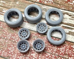 1/24 Scale: 15-inch “Amer. Racing Vector” Resin Wheels W/ Wide Rear Tires￼