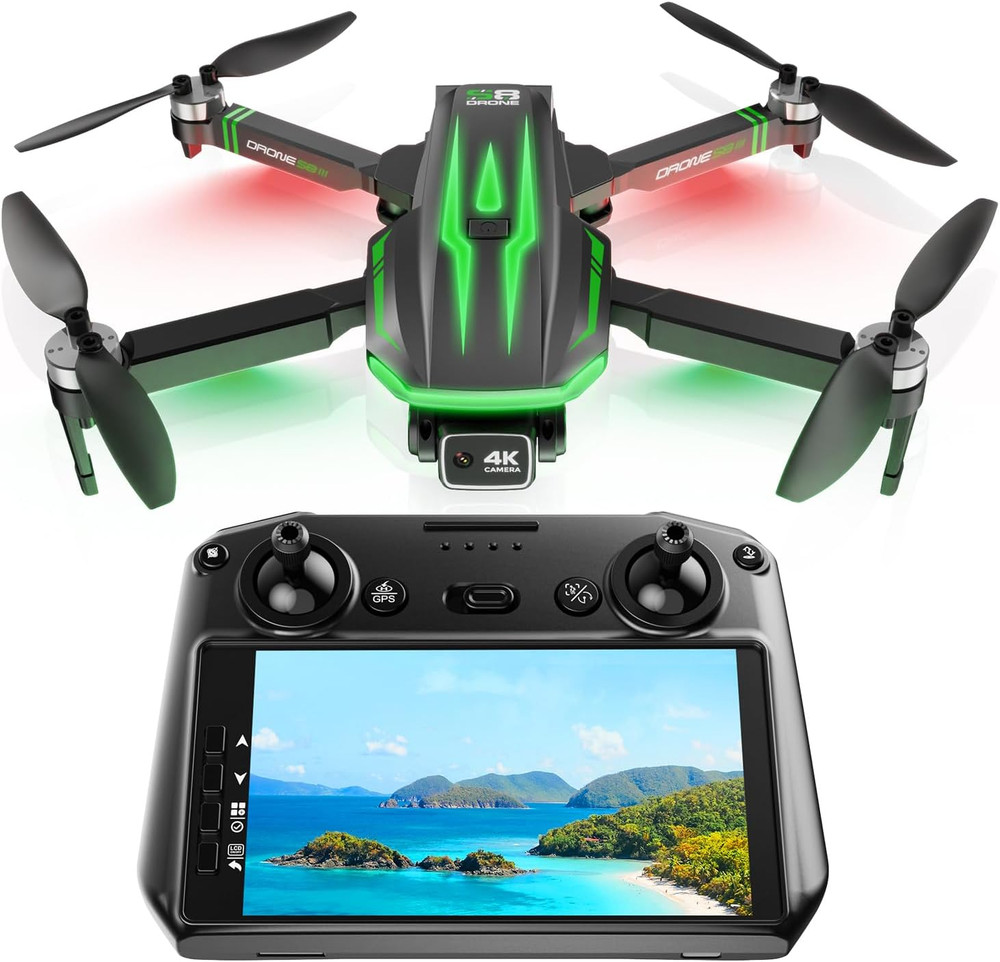 S8 GPS Drones with EIS 4K Camera for Adults Kids, 5″ Screen on Controller,60 Min