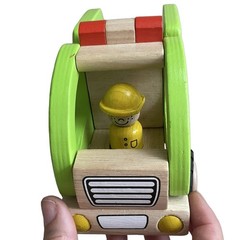 Goki Green Garbage Truck 55964 Wooden Toy Germany Rubber Wheels Toy Truck