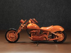 Chopper Bike Miniature Wood Model | Custom Cruiser Motorcycle Decor