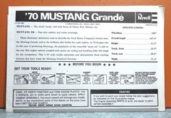 1/25 REVELL ’70 MUSTANG GRANDE # H-1212-380 (INSTRUCTIONS ONLY)