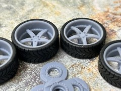 1/24 Scale: 24-Inch “Lexani CF-Indy” Wheels And Tires; Resin;1/25