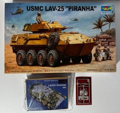Lot: Trumpeter #00349 1/35 Scale USMC LAV-25 Piranha w/Metal Barrel + Legend Set