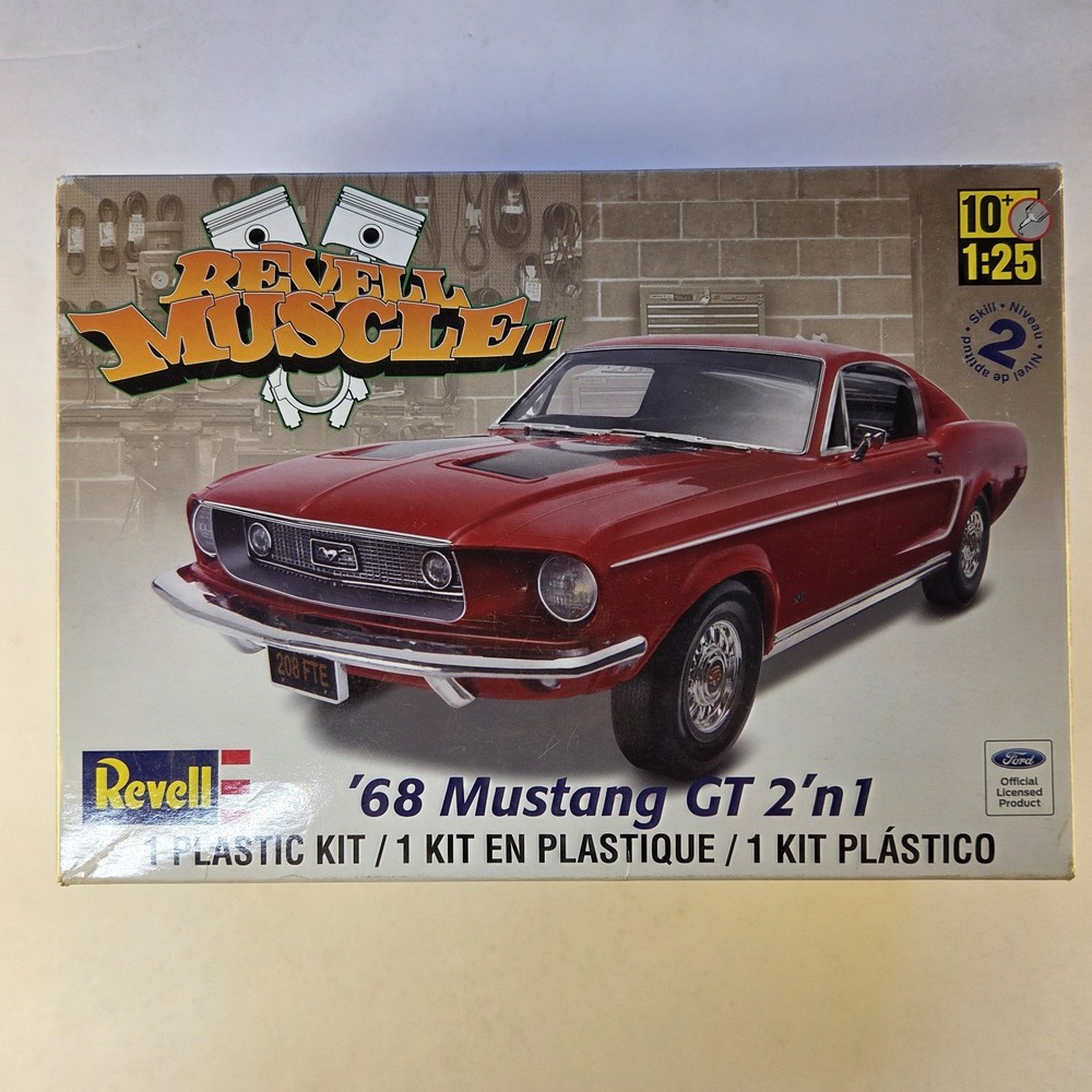 Revell Muscle 68 Mustang GT 1:25 Scale 2 In 1 Parts In Bags