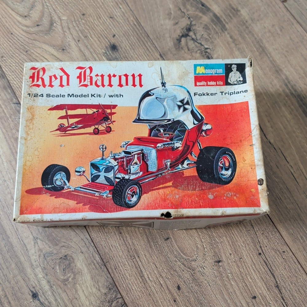 1968 Issue Monagram Red Baron With Fokker Triplane 1/24 Scale Model Kit