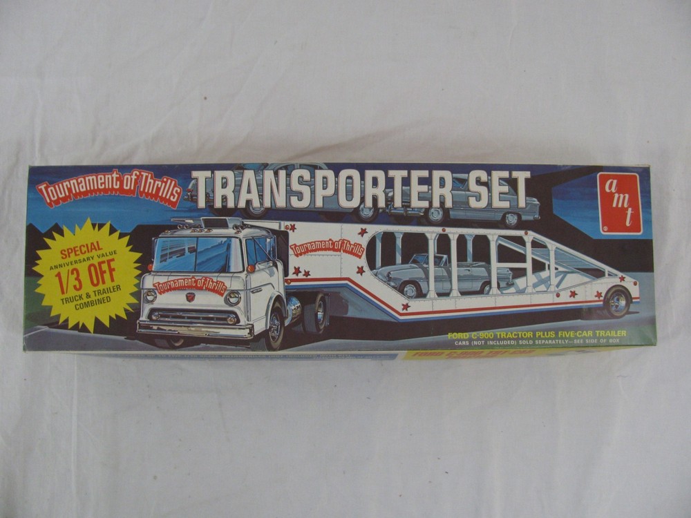 1972 AMT 1/25 Tournament of Thrills Transporter Set Ford C-900 w/ 5 Car Trailer