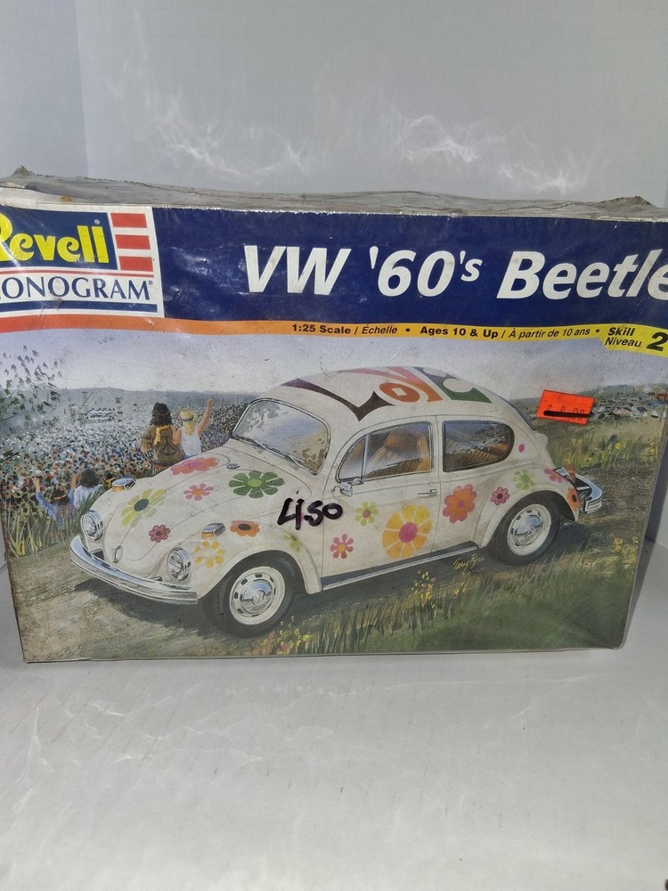 1998 REVELL 1.25 Scale Model 60s Flower Power VW Beetle Unassembled