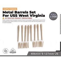 SSPG700006 1/700 Metal Barrels Set For USS West Virginia 406mm*8 127mm*26