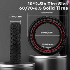 HAONAIMO 10″ x 2.5 Solid E Scooter Tires – ?Replacement Rubber Wheels