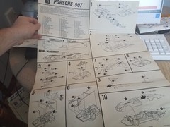 Vtg Double Sided Porsche 907 Ferrari P4 Model Car Instruction Sheet AMT Co.