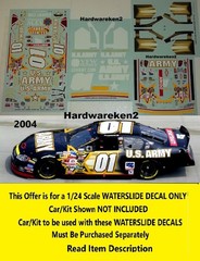NASCAR DECAL # 01 US ARMY 2003/04 PONTIAC CHEVROLET NADEAU NEMECHEK JWTBM 1/24