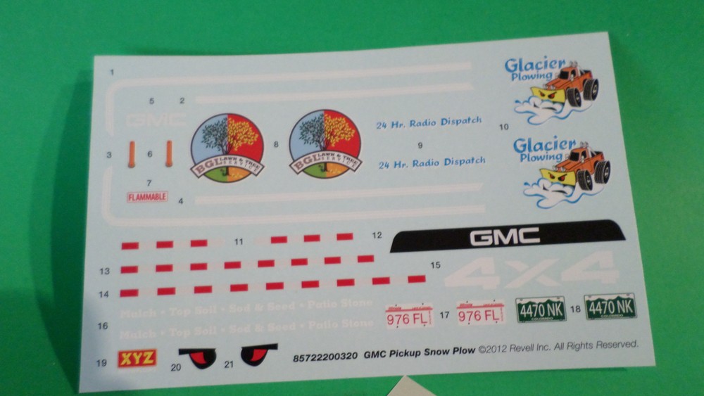 1977 Chevy GMC 4×4 Pickup Truck 1/24 waterslide decal sheet snow plow service