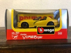 Car Burago Dodge Vipers Blue Stripe, White Stripe, Black & Yellow 1:43 set of 4