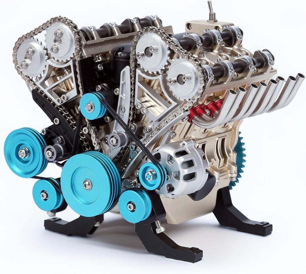 V8 Engine Model Kit That Works Metal Mechanical Metal Assembly DIY Car Engine Mo