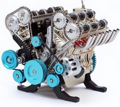V8 Engine Model Kit That Works Metal Mechanical Metal Assembly DIY Car Engine Mo