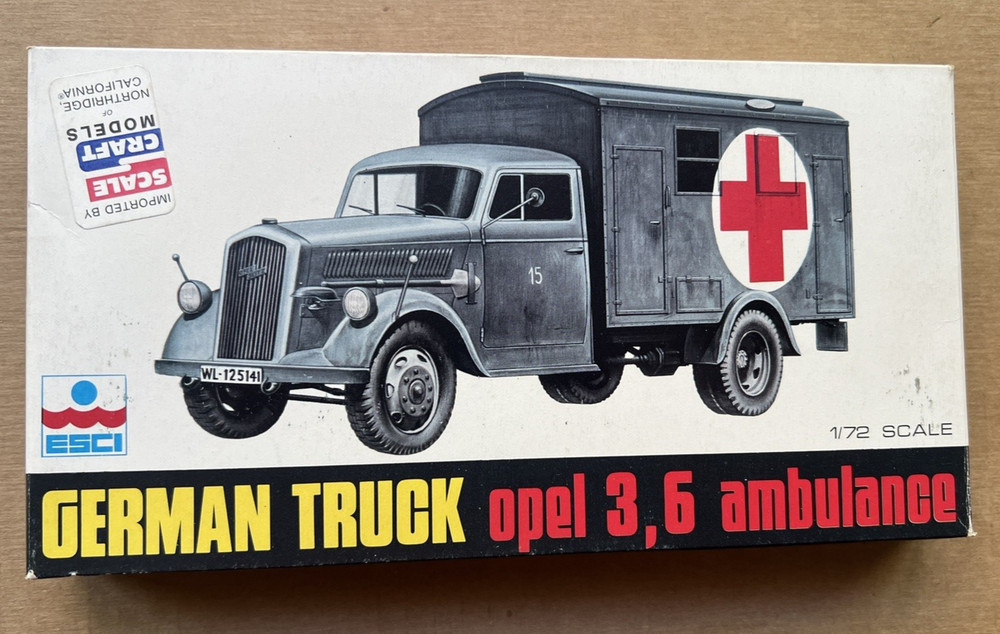 ESCI German Truck Opel 3,6 Ambulance 1/72 Scale Kit #8035 Open Box Complete kit