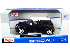 Maisto 31219MTBK Mini Cooper Matt Black with White Top 1/24 Diecast Model Car