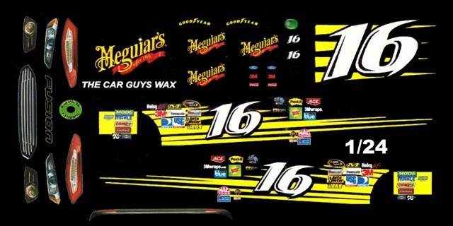 #16 Greg Biffle All Star Race Roush Ford 1/25th – 1/24th Scale Waterslide Decal