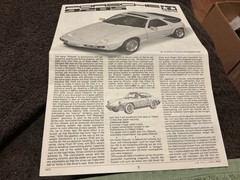 Porsche 928s Model Kit Parts Instructions Only