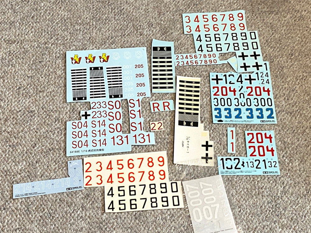 TAMIYA 1/16 1/15 BANDAI? ARCHER TIGER PANTHER ARMOR TANK DECAL SHEET LOT