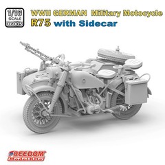 Freedom 16005 1/16 WWII German Military Motocycle R75 with Sidecar Model Kit