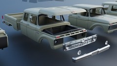 ABS-LIKE RESIN 3D PRINTED 1/25 1966 FORD F-250 CREW CAB PICK UP FULL KIT