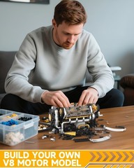 1065 PCS V8 Engine Building Model – Educational STEM Toy for Teens & Adults