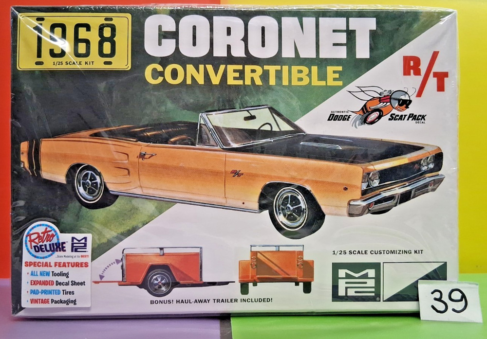 MPC 1968 Dodge Coronet Convertible w/Trailer 1/25 MPC978 Plastics Car/Truck