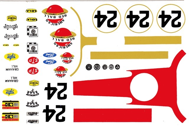 #24 Graham Hill American Red Ball Express Lola 1966 1/24th Scale Decals