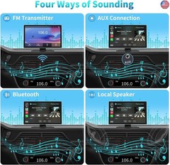 Portable Apple Carplay Screen for Car, 9″ Wireless Apple Carplay & Android