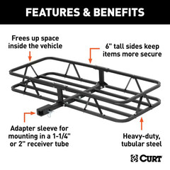 500 Lb. Capacity 48 In. X 20 In. Steel Basket Style Hitch Cargo Carrier for 2 In
