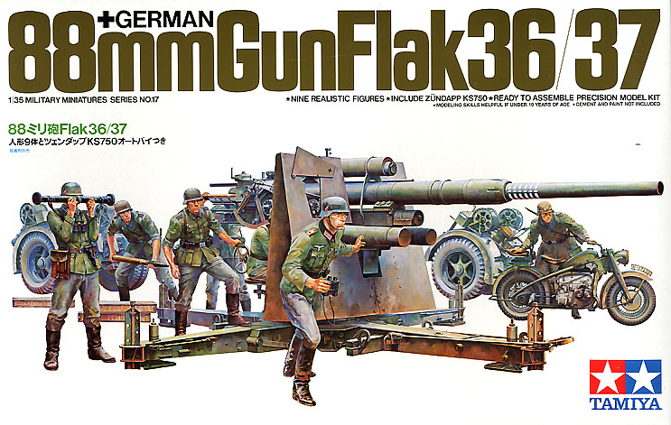 TAMIYA 35017 1:35 German 88mm Gun Flak36/37 Scale Model Kit