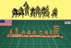 1/144 WWII USA Soldiers eating & drinking (fine detail) Resin kit (#USA375G)