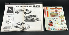Vintage 1968 Shelby Mustang INSTRUCTIONS & DECALS ONLY 1977 AMT ERTL Kit #6541
