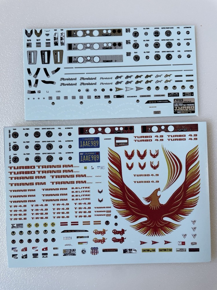 1980 Pontiac Trans Am Turbo (Red/Orange/Yellow) 1/25 Scale Model Decals