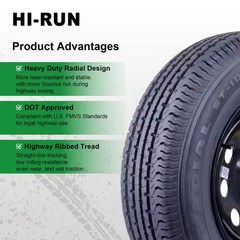 Radial Trailer Tire Assembly, ST175/80R13 6PR on 13X4.5 5LUG Black Modular Wheel