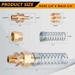 Air Brake Fittings, Brass DOT 3/8” Hose X 3/8” Male Air Hose End Connector with