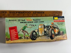 vtg Car Toy Model Monogram 1932 Drag Strip Hot Rod BOX partial built PART repair
