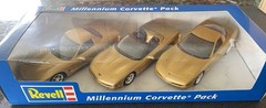 Revell 2000 Millennium Corvette 3 pack Gold With Black interior In 3 Bodies NIB